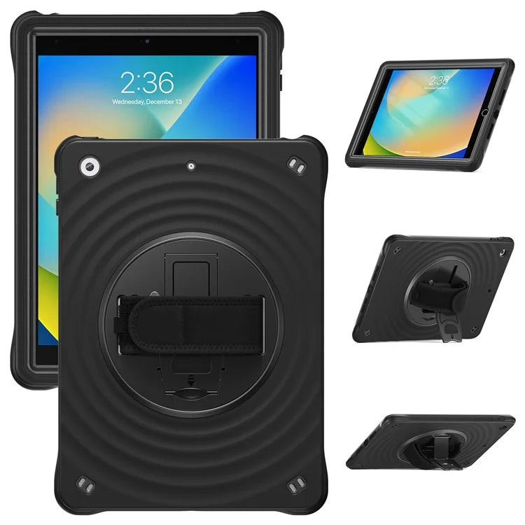 For iPad 10.2 (2021) / (2019) / (2020) Case Hand Strap Kickstand PC+Silicone+TPU Tablet Cover