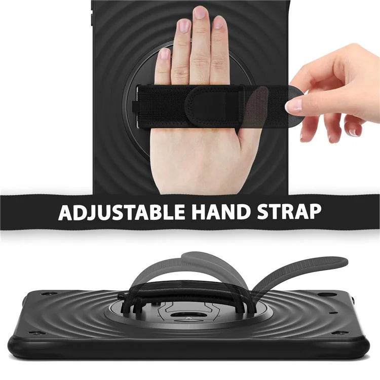 For iPad 10.2 (2021) / (2019) / (2020) Case Hand Strap Kickstand PC+Silicone+TPU Tablet Cover