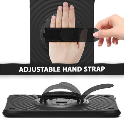 For iPad 10.2 (2021) / (2019) / (2020) Case Hand Strap Kickstand PC+Silicone+TPU Tablet Cover
