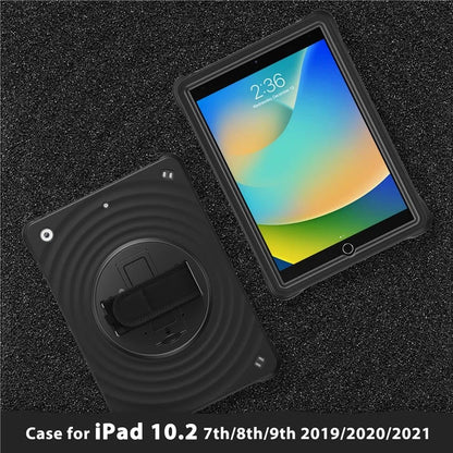 For iPad 10.2 (2021) / (2019) / (2020) Case Hand Strap Kickstand PC+Silicone+TPU Tablet Cover