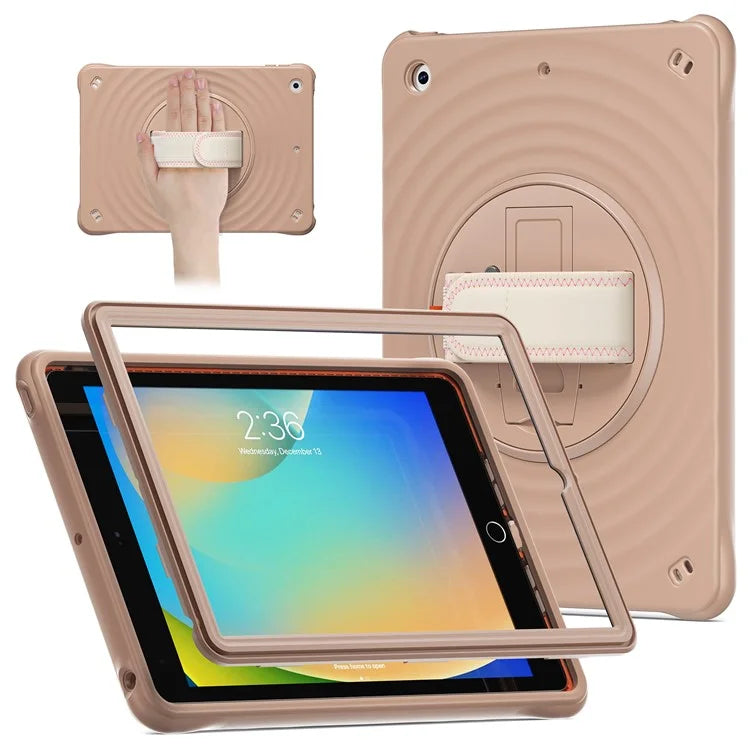 For iPad 10.2 (2021) / (2019) / (2020) Case Hand Strap Kickstand PC+Silicone+TPU Tablet Cover