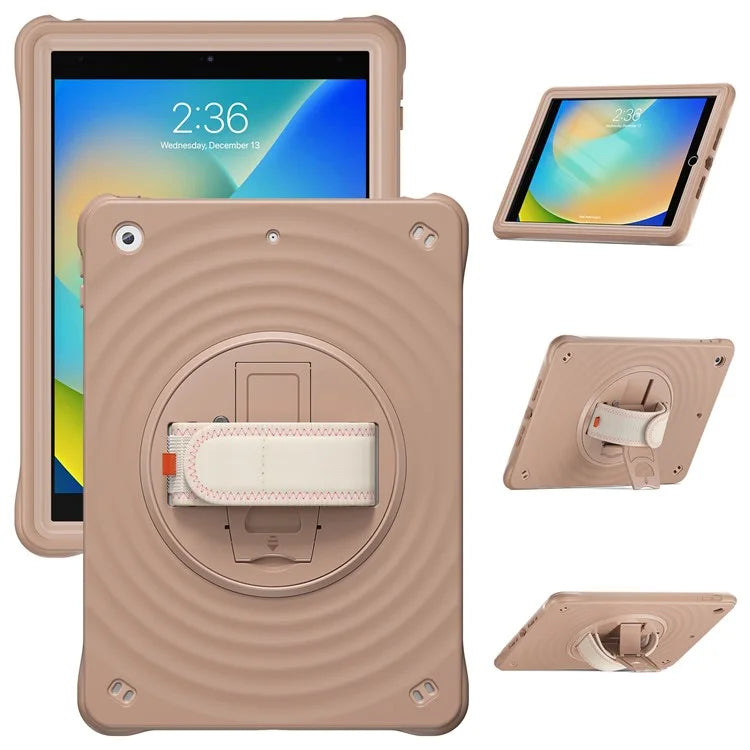 For iPad 10.2 (2021) / (2019) / (2020) Case Hand Strap Kickstand PC+Silicone+TPU Tablet Cover