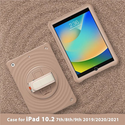 For iPad 10.2 (2021) / (2019) / (2020) Case Hand Strap Kickstand PC+Silicone+TPU Tablet Cover