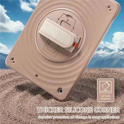 For iPad 10.2 (2021) / (2019) / (2020) Case Hand Strap Kickstand PC+Silicone+TPU Tablet Cover
