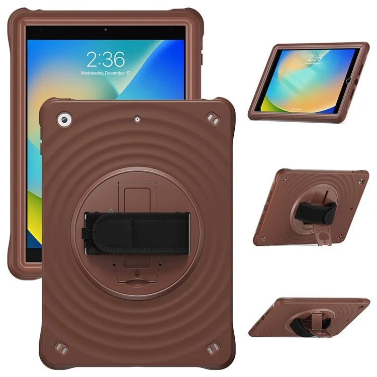 For iPad 10.2 (2021) / (2019) / (2020) Case Hand Strap Kickstand PC+Silicone+TPU Tablet Cover