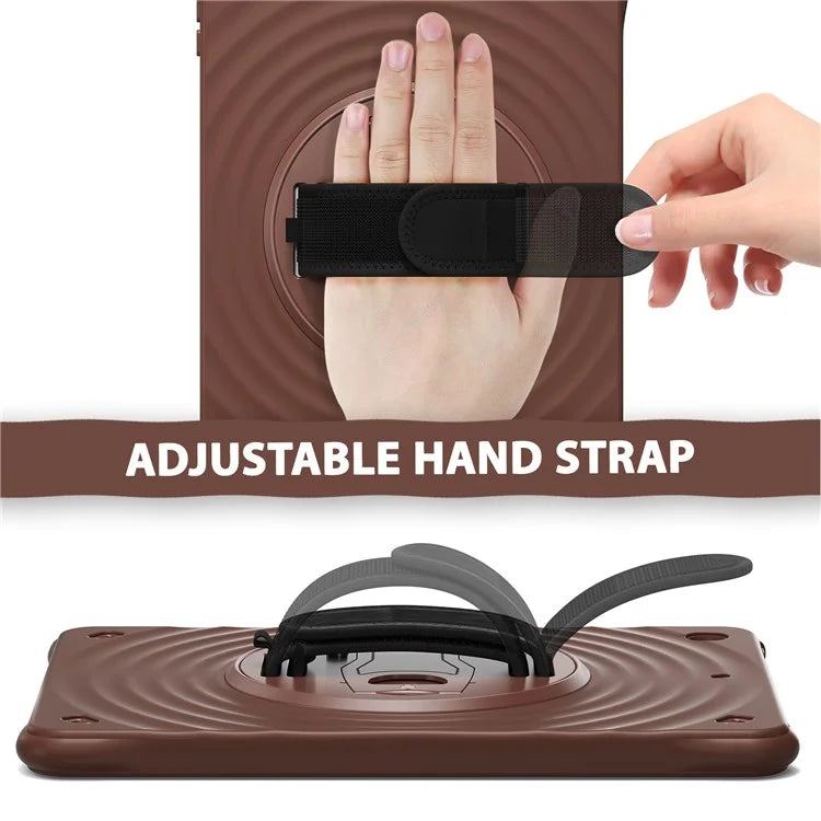 For iPad 10.2 (2021) / (2019) / (2020) Case Hand Strap Kickstand PC+Silicone+TPU Tablet Cover