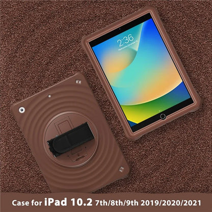 For iPad 10.2 (2021) / (2019) / (2020) Case Hand Strap Kickstand PC+Silicone+TPU Tablet Cover