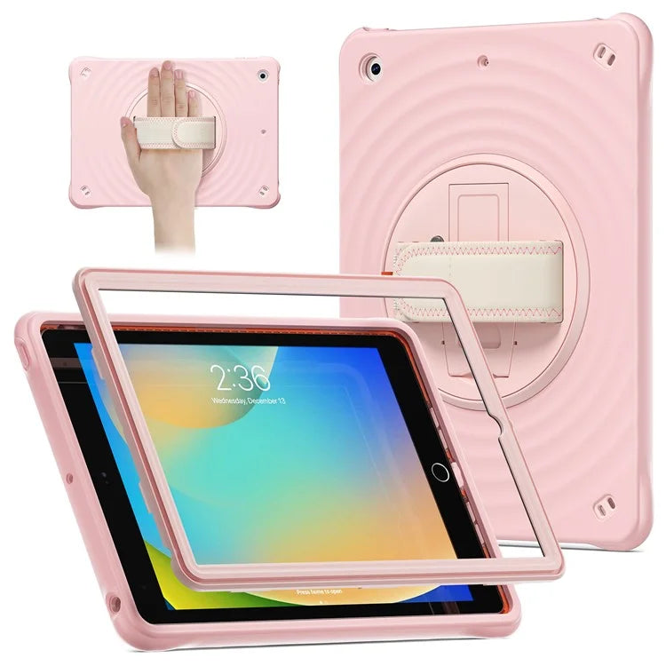 For iPad 10.2 (2021) / (2019) / (2020) Case Hand Strap Kickstand PC+Silicone+TPU Tablet Cover