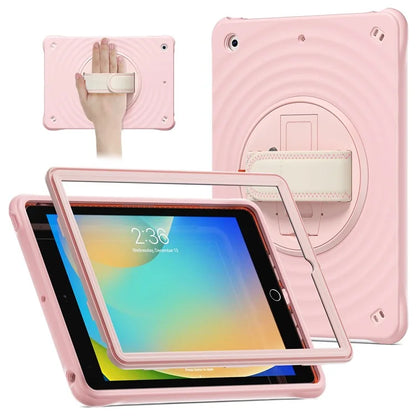 For iPad 10.2 (2021) / (2019) / (2020) Case Hand Strap Kickstand PC+Silicone+TPU Tablet Cover