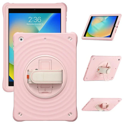 For iPad 10.2 (2021) / (2019) / (2020) Case Hand Strap Kickstand PC+Silicone+TPU Tablet Cover
