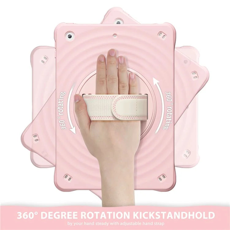 For iPad 10.2 (2021) / (2019) / (2020) Case Hand Strap Kickstand PC+Silicone+TPU Tablet Cover