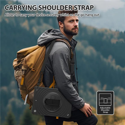 For iPad 10.2 (2021) / (2019) / (2020) Kickstand Case Round Ripples Hand Strap PC+Silicone Tablet Cover with Strap