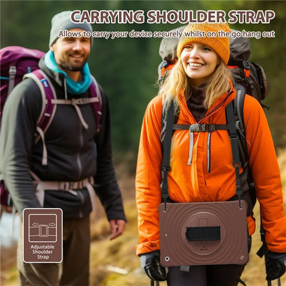 For iPad 10.2 (2021) / (2019) / (2020) Kickstand Case Round Ripples Hand Strap PC+Silicone Tablet Cover with Strap