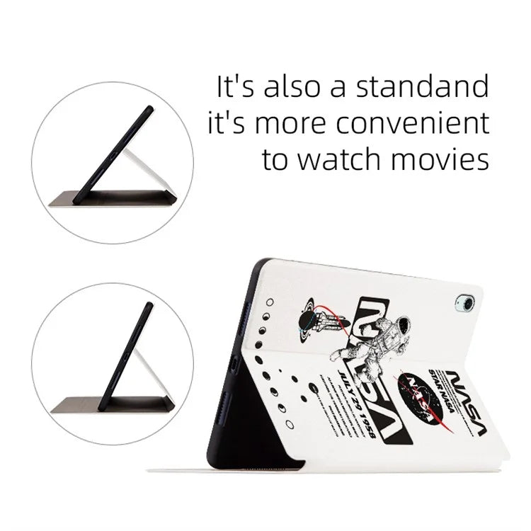 For iPad Air 11 (2024) / iPad Air (2022) / (2020) Case Leather Tablet Cover Astronaut Pattern