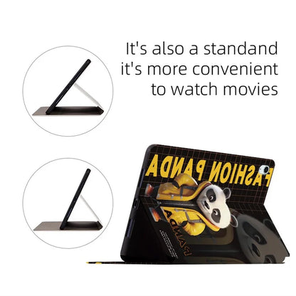 For iPad Air 11 (2024)  /  iPad Air (2022)  /  (2020) Case Panda Pattern Stand Leather Tablet Cover