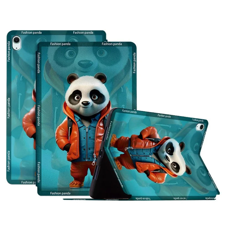 For iPad Air 11 (2024)  /  iPad Air (2022)  /  (2020) Case Panda Pattern Stand Leather Tablet Cover