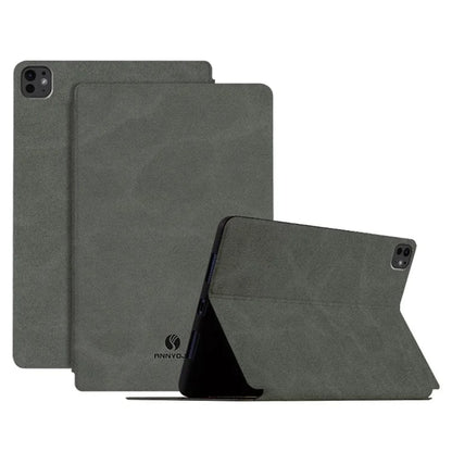 ANNYOJO For iPad Pro 11 (2024) Stand Case Anti-Shock PU Leather Tablet Cover