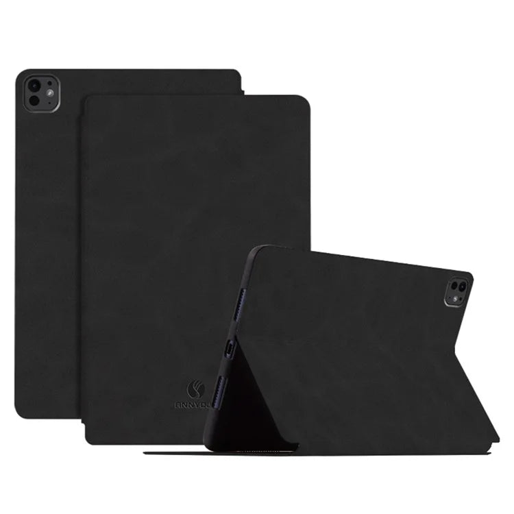 ANNYOJO For iPad Pro 11 (2024) Stand Case Anti-Shock PU Leather Tablet Cover