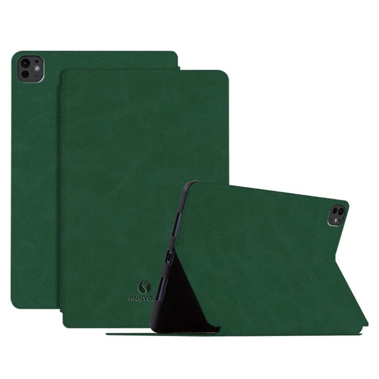 ANNYOJO For iPad Pro 11 (2024) Stand Case Anti-Shock PU Leather Tablet Cover