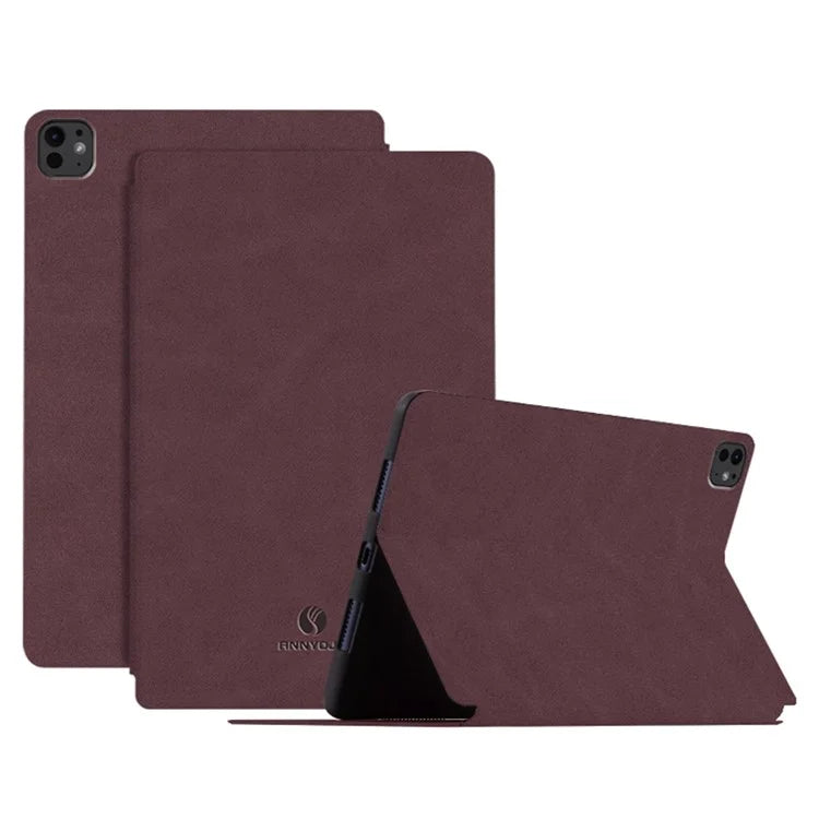 ANNYOJO For iPad Pro 11 (2024) Stand Case Anti-Shock PU Leather Tablet Cover