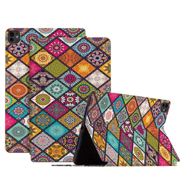 For iPad Pro 11 (2024) Case Pattern Print Leather Tablet Cover Auto Wake / Sleep