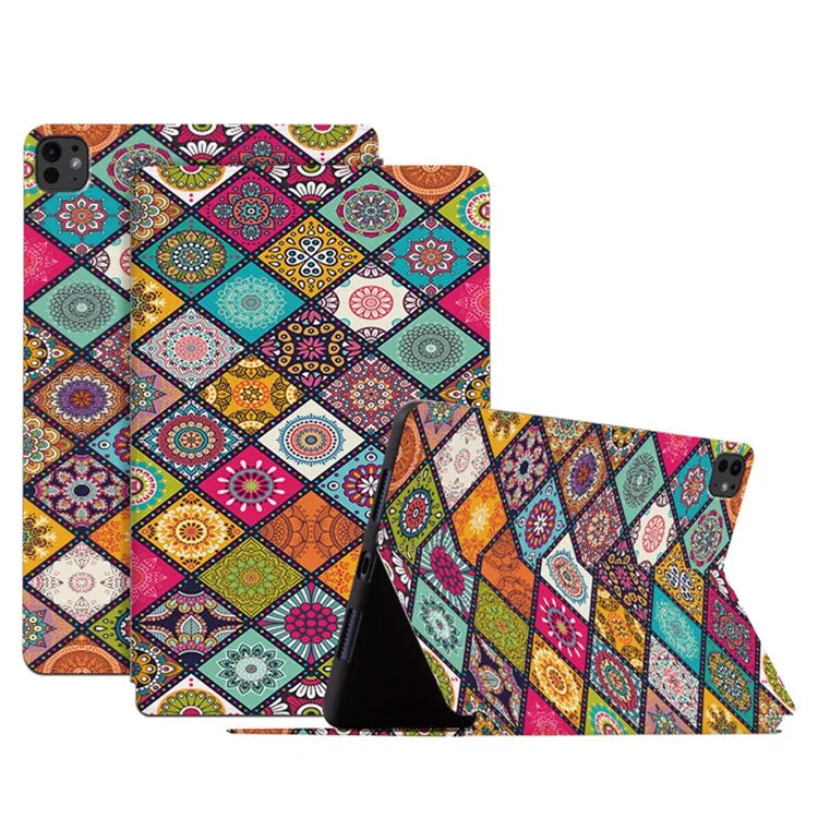 For iPad Pro 11 (2024) Case Pattern Print Leather Tablet Cover Auto Wake / Sleep
