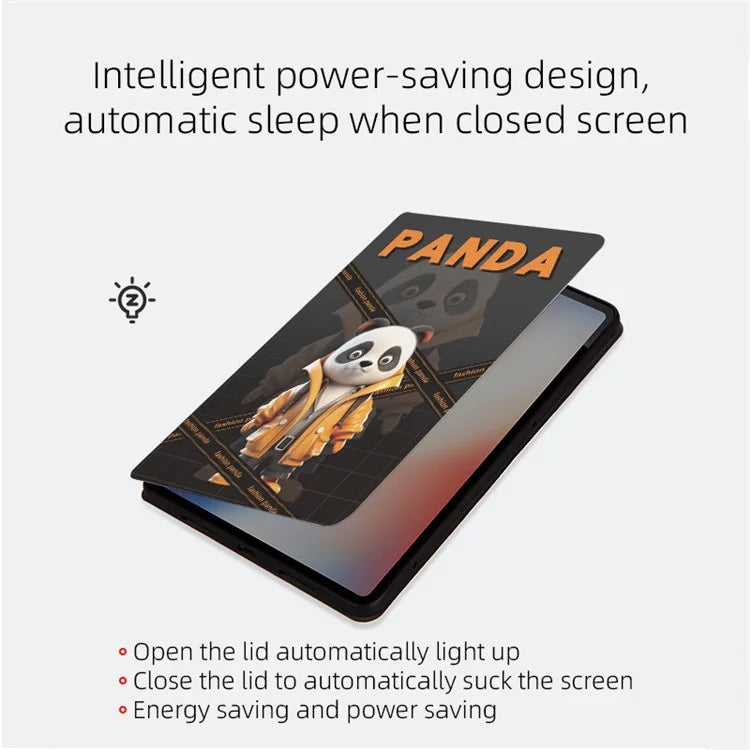 For iPad Pro 11 (2024) Case Panda Pattern PU Leather Tablet Cover with Folding Stand