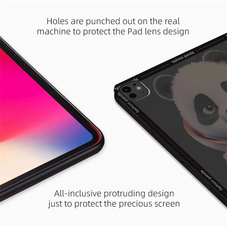 For iPad Pro 11 (2024) Case Panda Pattern PU Leather Tablet Cover with Folding Stand
