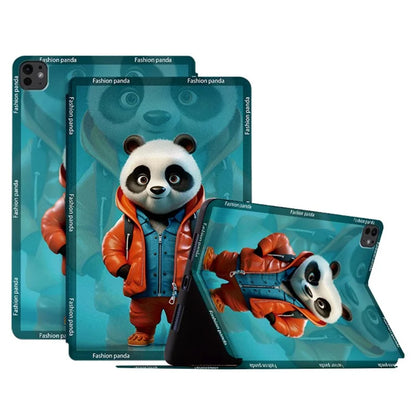 For iPad Pro 11 (2024) Case Panda Pattern PU Leather Tablet Cover with Folding Stand