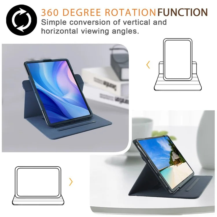 For iPad Air 11 (2024) / Air (2022) / (2020) / iPad 10.9 (2022) / iPad Pro 11 (2024) / (2022) / (2021) / (2020) / (2018) Leather Case Rotating Stand