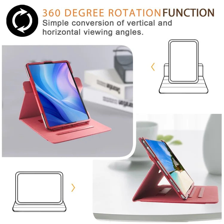 For iPad Air 11 (2024) / Air (2022) / (2020) / iPad 10.9 (2022) / iPad Pro 11 (2024) / (2022) / (2021) / (2020) / (2018) Leather Case Rotating Stand