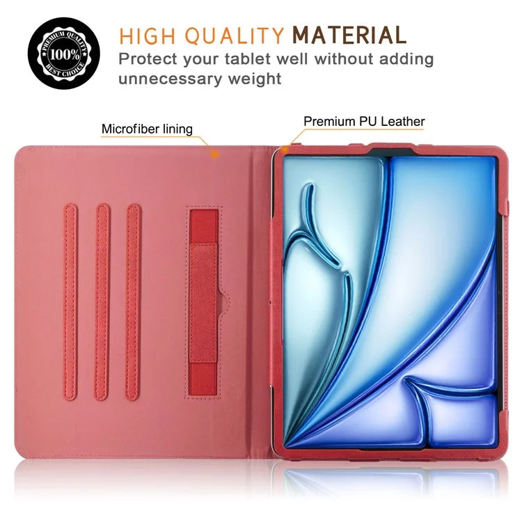 For iPad Air 11 (2024) / Air (2022) / (2020) / iPad 10.9 (2022) / iPad Pro 11 (2024) / (2022) / (2021) / (2020) / (2018) Leather Case Rotating Stand