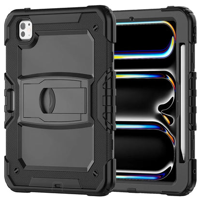 For iPad Pro 11 (2024) Case with Shoulder Strap PC+Silicone Tablet Cover
