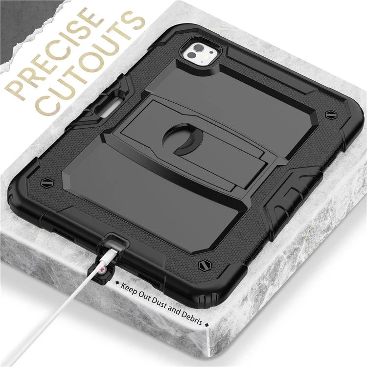 For iPad Pro 11 (2024) Case with Shoulder Strap PC+Silicone Tablet Cover