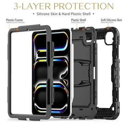 For iPad Pro 11 (2024) Case with Shoulder Strap PC+Silicone Tablet Cover