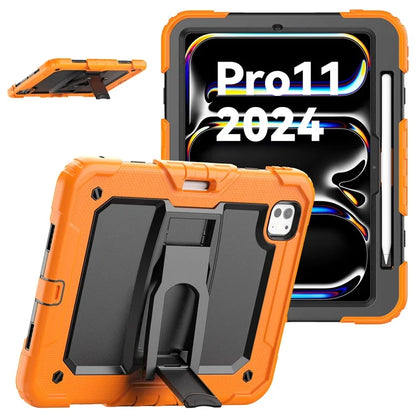For iPad Pro 11 (2024) Case with Shoulder Strap PC+Silicone Tablet Cover
