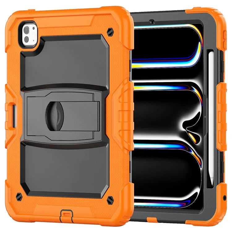 For iPad Pro 11 (2024) Case with Shoulder Strap PC+Silicone Tablet Cover