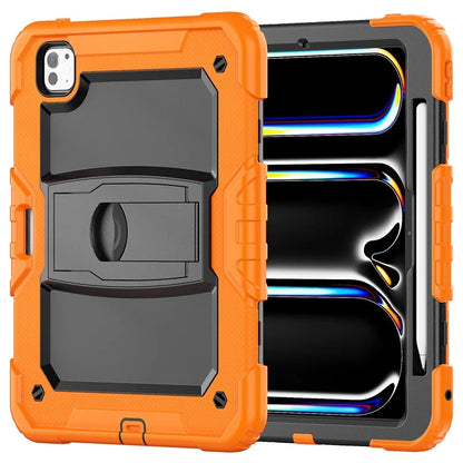 For iPad Pro 11 (2024) Case with Shoulder Strap PC+Silicone Tablet Cover
