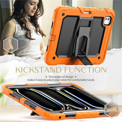 For iPad Pro 11 (2024) Case with Shoulder Strap PC+Silicone Tablet Cover