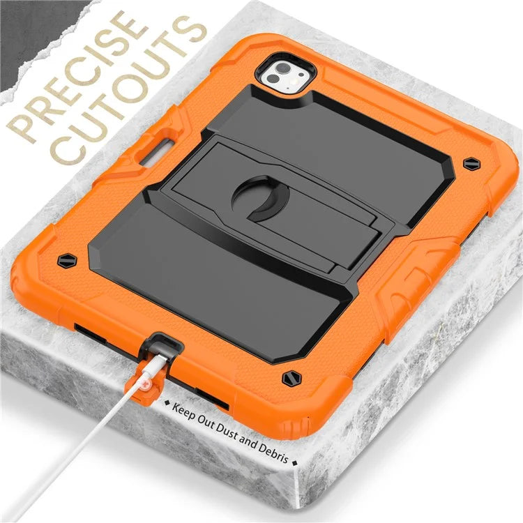 For iPad Pro 11 (2024) Case with Shoulder Strap PC+Silicone Tablet Cover