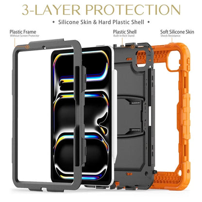 For iPad Pro 11 (2024) Case with Shoulder Strap PC+Silicone Tablet Cover