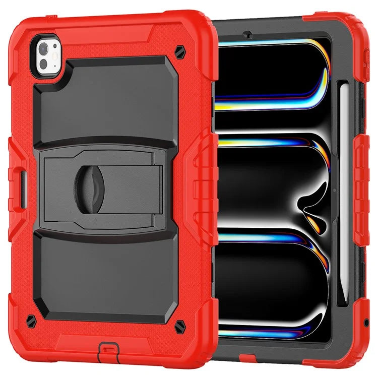For iPad Pro 11 (2024) Case with Shoulder Strap PC+Silicone Tablet Cover