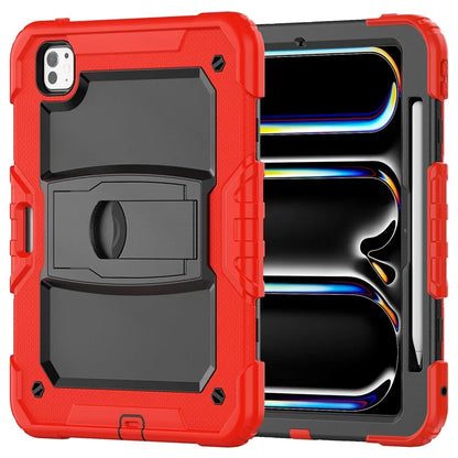For iPad Pro 11 (2024) Case with Shoulder Strap PC+Silicone Tablet Cover