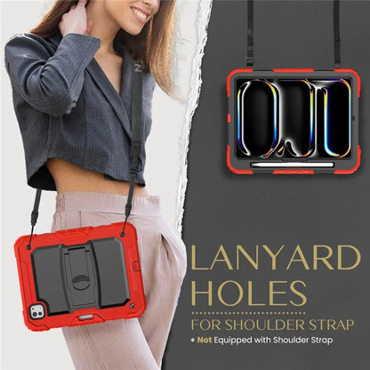 For iPad Pro 11 (2024) Case with Shoulder Strap PC+Silicone Tablet Cover