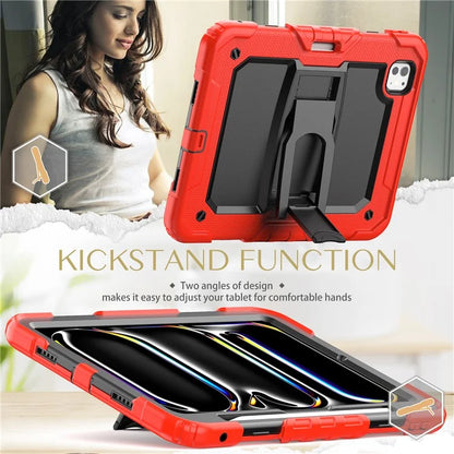 For iPad Pro 11 (2024) Case with Shoulder Strap PC+Silicone Tablet Cover