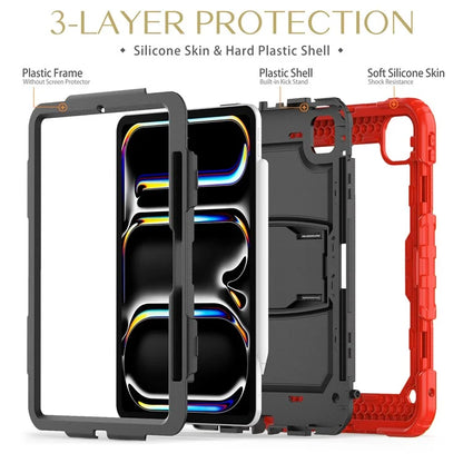 For iPad Pro 11 (2024) Case with Shoulder Strap PC+Silicone Tablet Cover