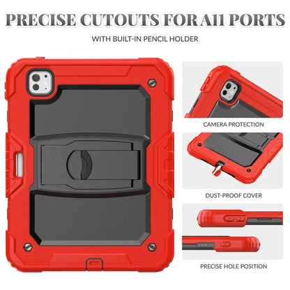 For iPad Pro 11 (2024) Case with Shoulder Strap PC+Silicone Tablet Cover