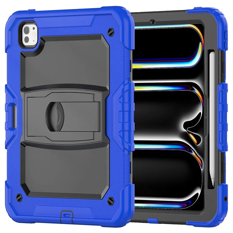 For iPad Pro 11 (2024) Case with Shoulder Strap PC+Silicone Tablet Cover