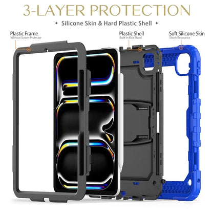 For iPad Pro 11 (2024) Case with Shoulder Strap PC+Silicone Tablet Cover