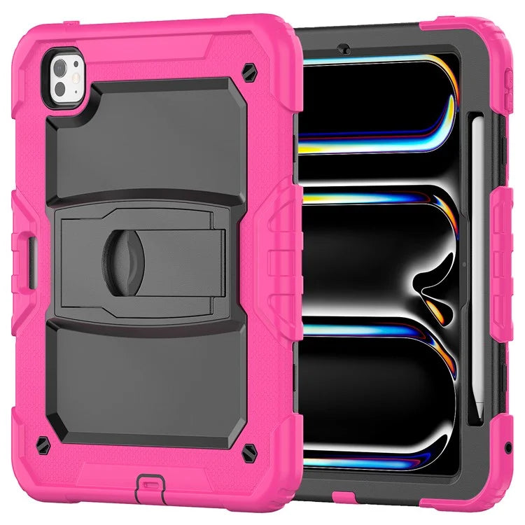 For iPad Pro 11 (2024) Case with Shoulder Strap PC+Silicone Tablet Cover